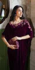 Erum Khan | Velvet Wisper | Wine Whisper S Dark Plum Velvet