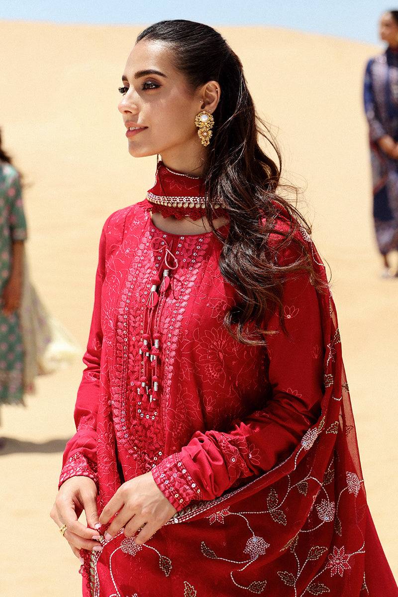 Cross Stitch | Eid Lawn 24 | VERMILLION SCARLET - Pakistani Designer Dress - by Cross Stitch | Type: Luxury - 100% Original at Saira Sultan