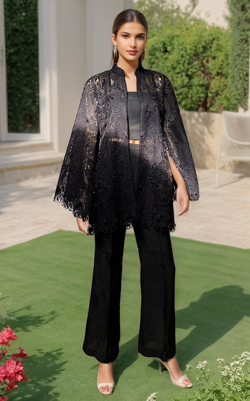 Threads and Motifs | Formal Dresses 25 | Organza Embroidered Jacket - Pakistani Designer Dress - by Threads and Motifs - Type : Ladies Clothes - 100% Original at Saira Sultan
