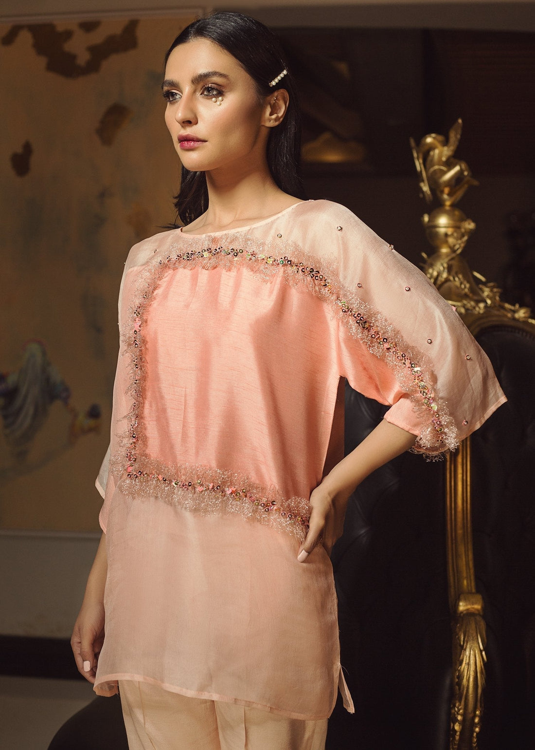 Hana | Serendipity Ready to Wear | Peach Ripple XS Peach Raw Silk