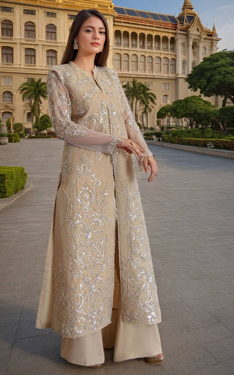 Threads and Motifs | Formal Dresses 25 | Net Embroidered Jacket - Pakistani Designer Dress - by Threads and Motifs - Type : Ladies Clothes - 100% Original at Saira Sultan