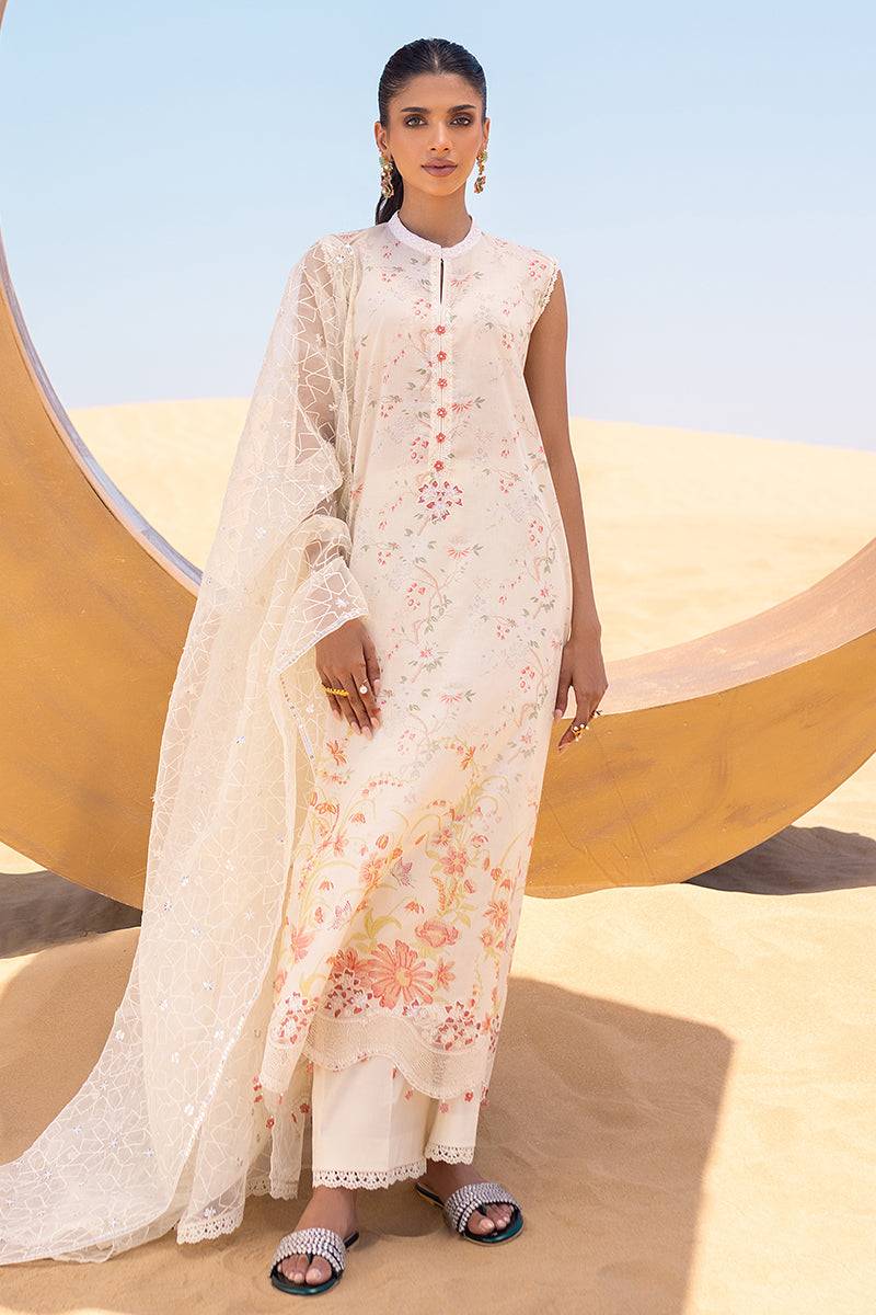 Cross Stitch | Eid Lawn 24 | IVORY GLOW - Pakistani Designer Dress - by Cross Stitch | Type: Luxury - 100% Original at Saira Sultan