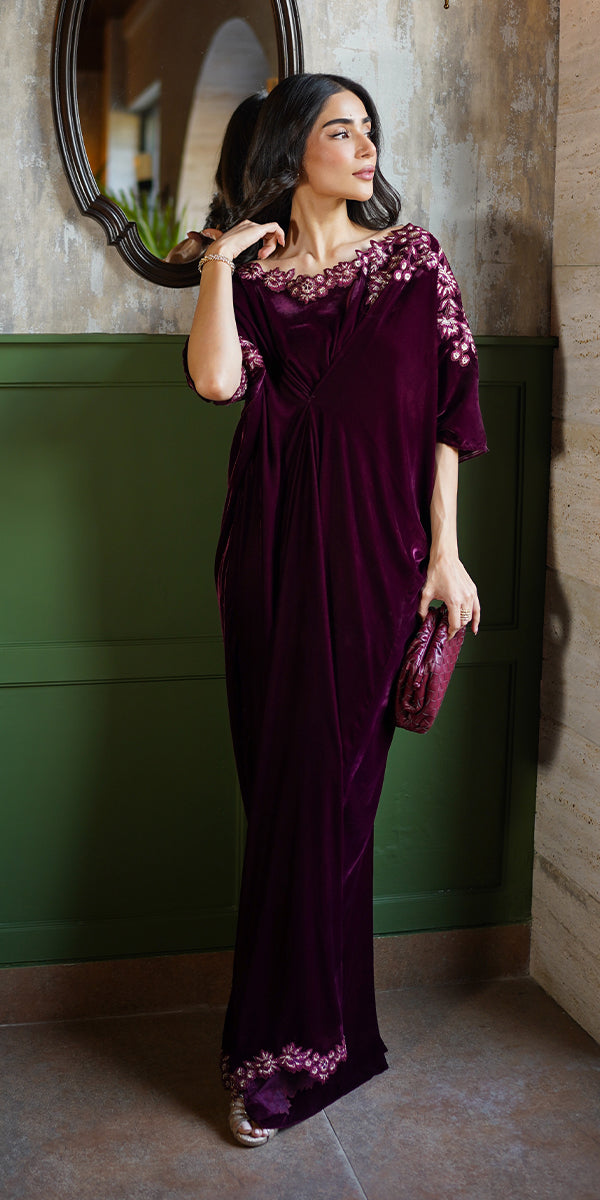 Erum Khan | Velvet Wisper | Wine Whisper L Dark Plum Velvet