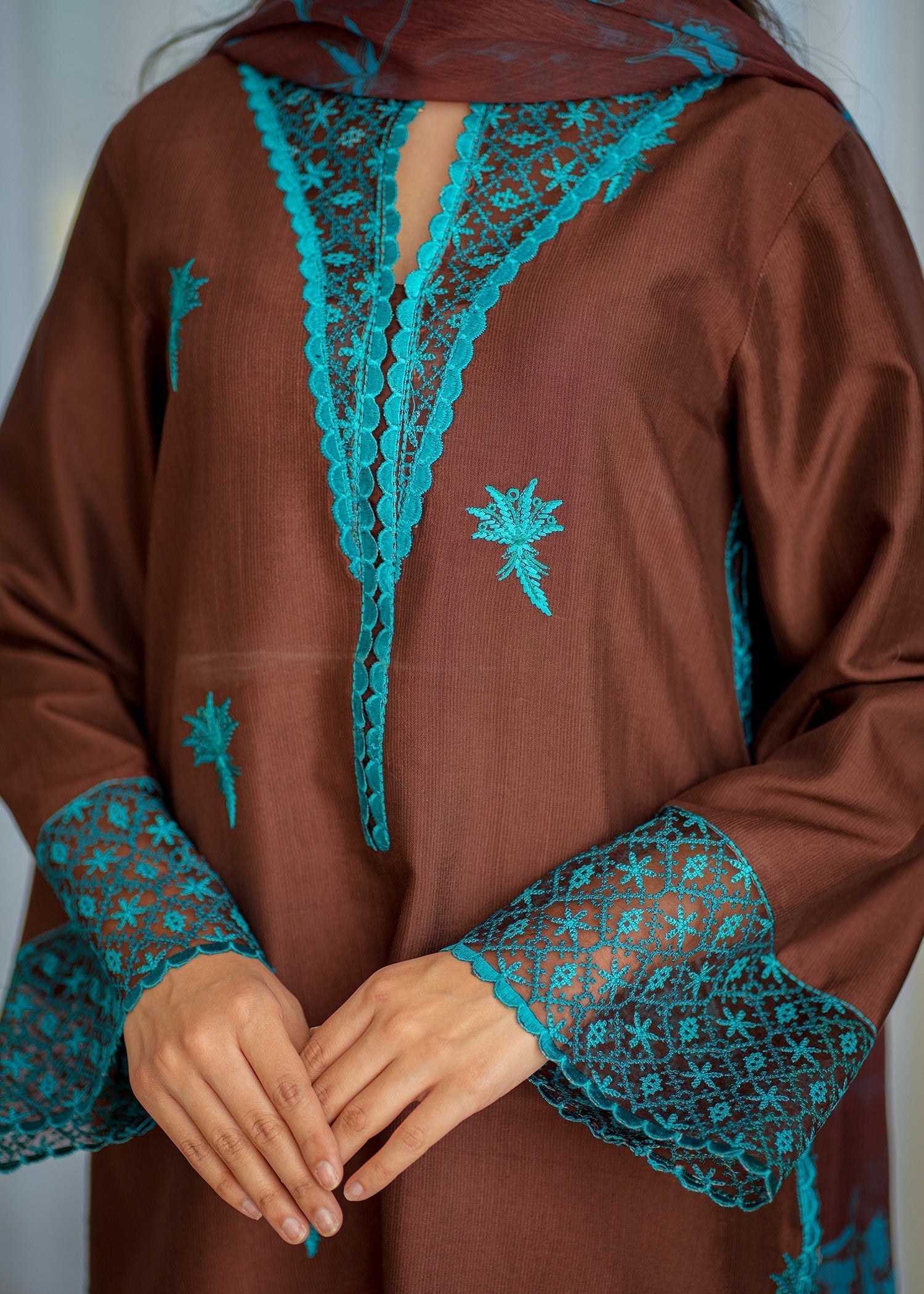 Fozia Khalid | Silk Spire | COCOA M Brown Raw Silk