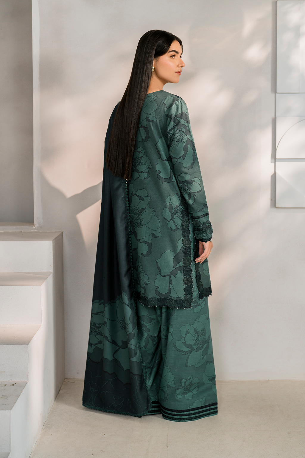 Iznik | Exclusive Winter | UE-352 XS Teal Green Slub Khaddar