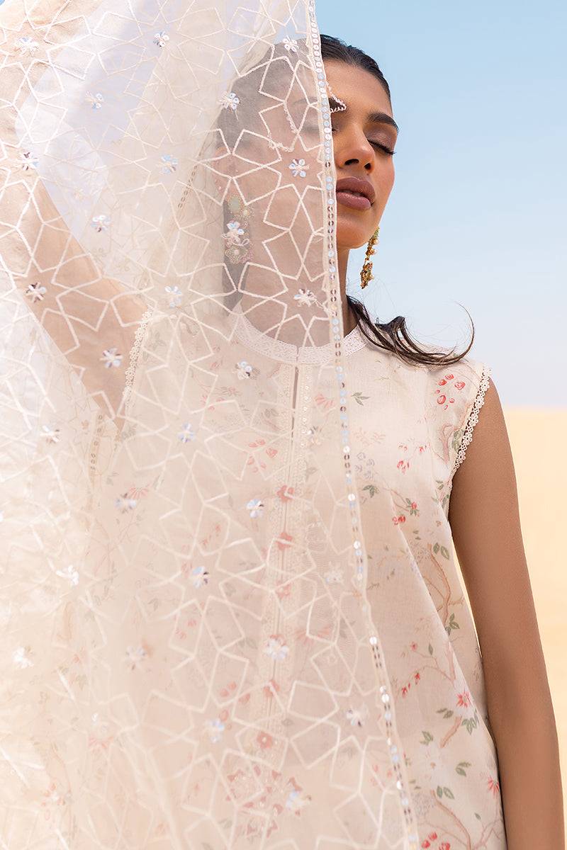 Cross Stitch | Eid Lawn 24 | IVORY GLOW - Pakistani Designer Dress - by Cross Stitch | Type: Luxury - 100% Original at Saira Sultan