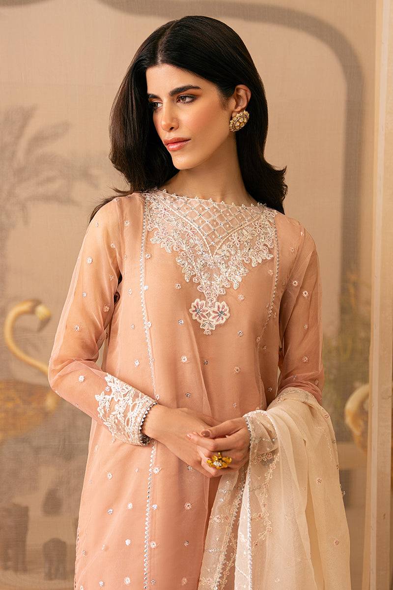 Cross Stitch | Luxe Atelier 24 | CORAL CASCADE - Pakistani Designer Dress - by Cross Stitch | Type: Luxury - 100% Original at Saira Sultan