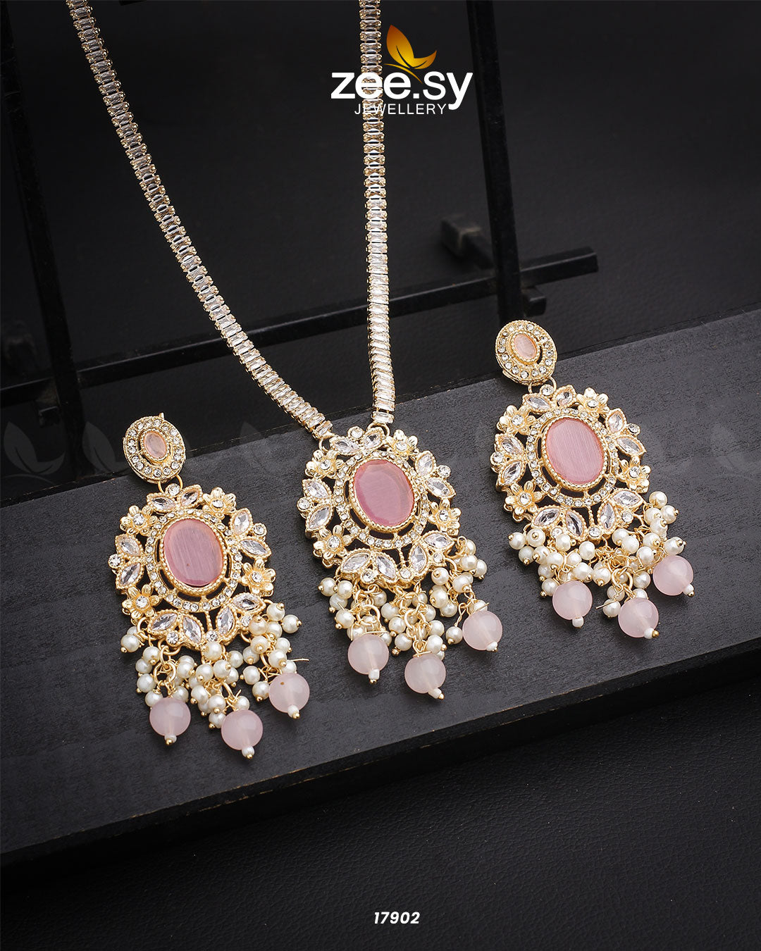Adella's Necklace Golden Mint Pink