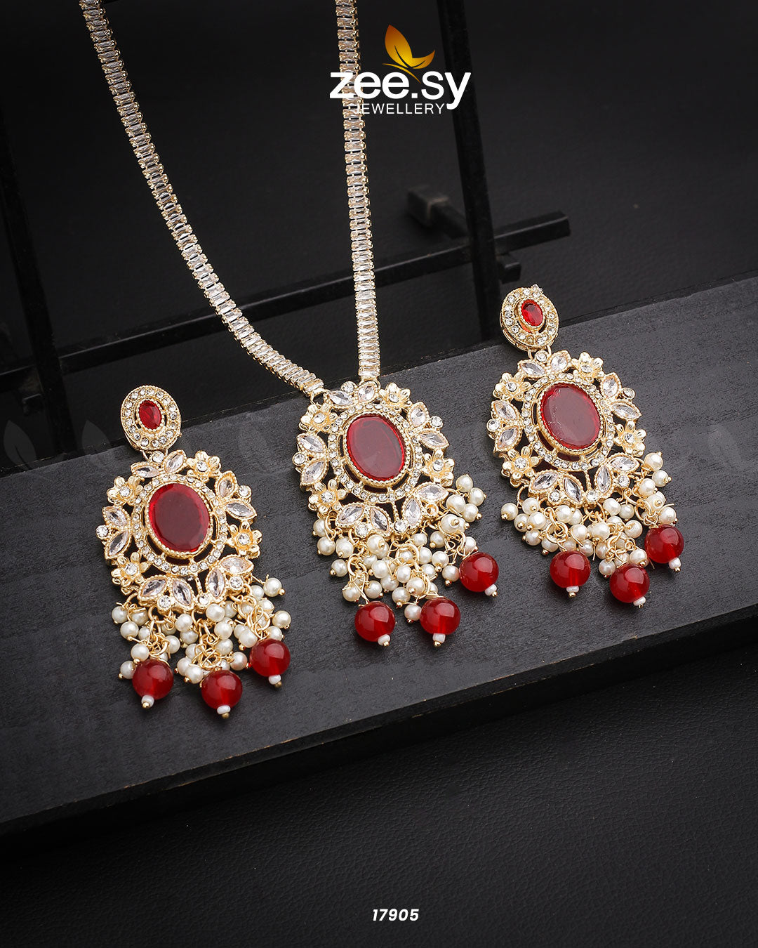 Adella's Necklace Golden Red