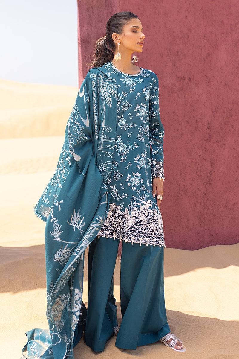 Cross Stitch | Eid Lawn 24 | TEAL SERENITY - Pakistani Designer Dress - by Cross Stitch | Type: Luxury - 100% Original at Saira Sultan