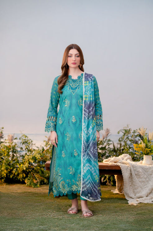 Aabyaan | Shezlin Chikankari Ramadan Edit 25 | ESLEM (AR-11) XS Teal Lawn