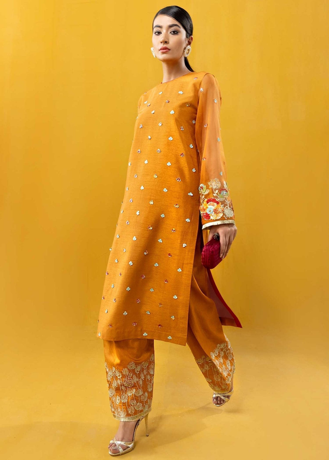 Hana | Vibrant Beyond | Floral Fantasy-VB-1002 XS Mustard Yellow Raw Silk