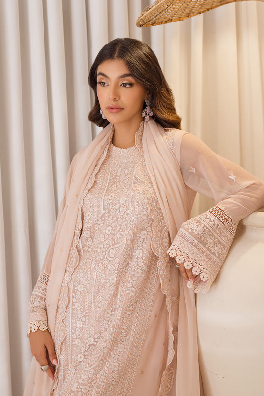 Azure | Ensembles Embroidered Formals | Rosy Glow L Light Pink Chiffon