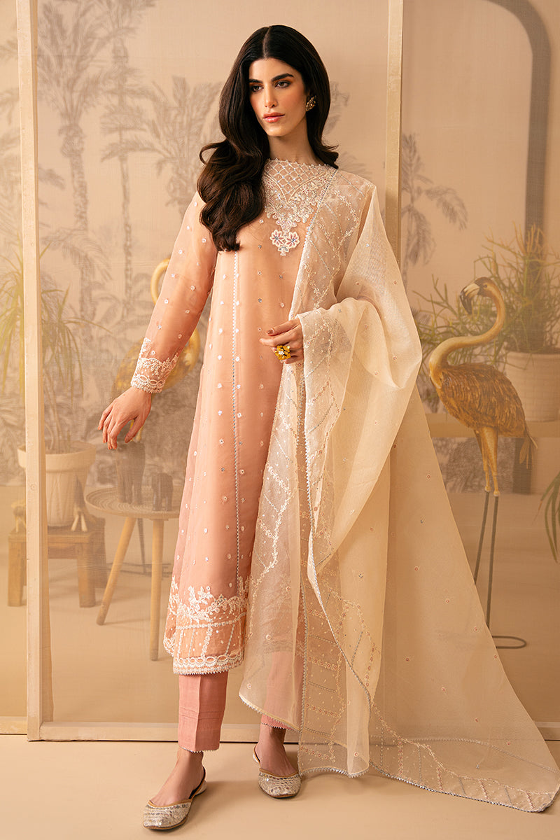 Cross Stitch | Luxe Atelier 24 | CORAL CASCADE - Pakistani Designer Dress - by Cross Stitch | Type: Luxury - 100% Original at Saira Sultan