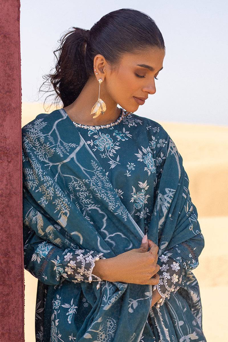 Cross Stitch | Eid Lawn 24 | TEAL SERENITY - Pakistani Designer Dress - by Cross Stitch | Type: Luxury - 100% Original at Saira Sultan