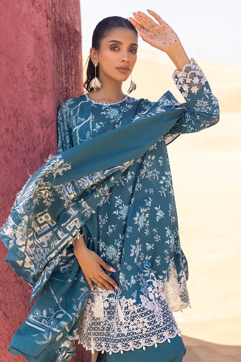 Cross Stitch | Eid Lawn 24 | TEAL SERENITY - Pakistani Designer Dress - by Cross Stitch | Type: Luxury - 100% Original at Saira Sultan