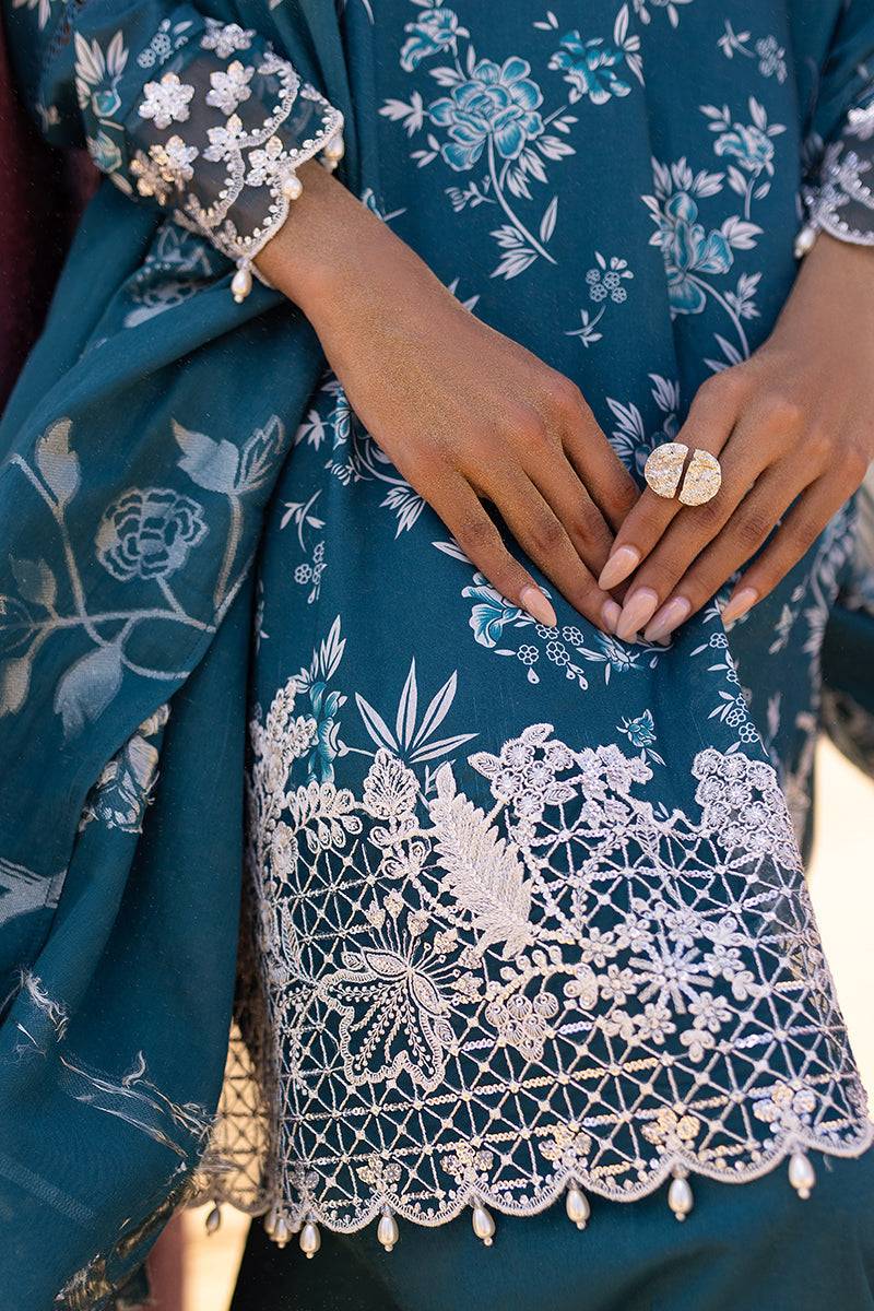 Cross Stitch | Eid Lawn 24 | TEAL SERENITY - Pakistani Designer Dress - by Cross Stitch | Type: Luxury - 100% Original at Saira Sultan