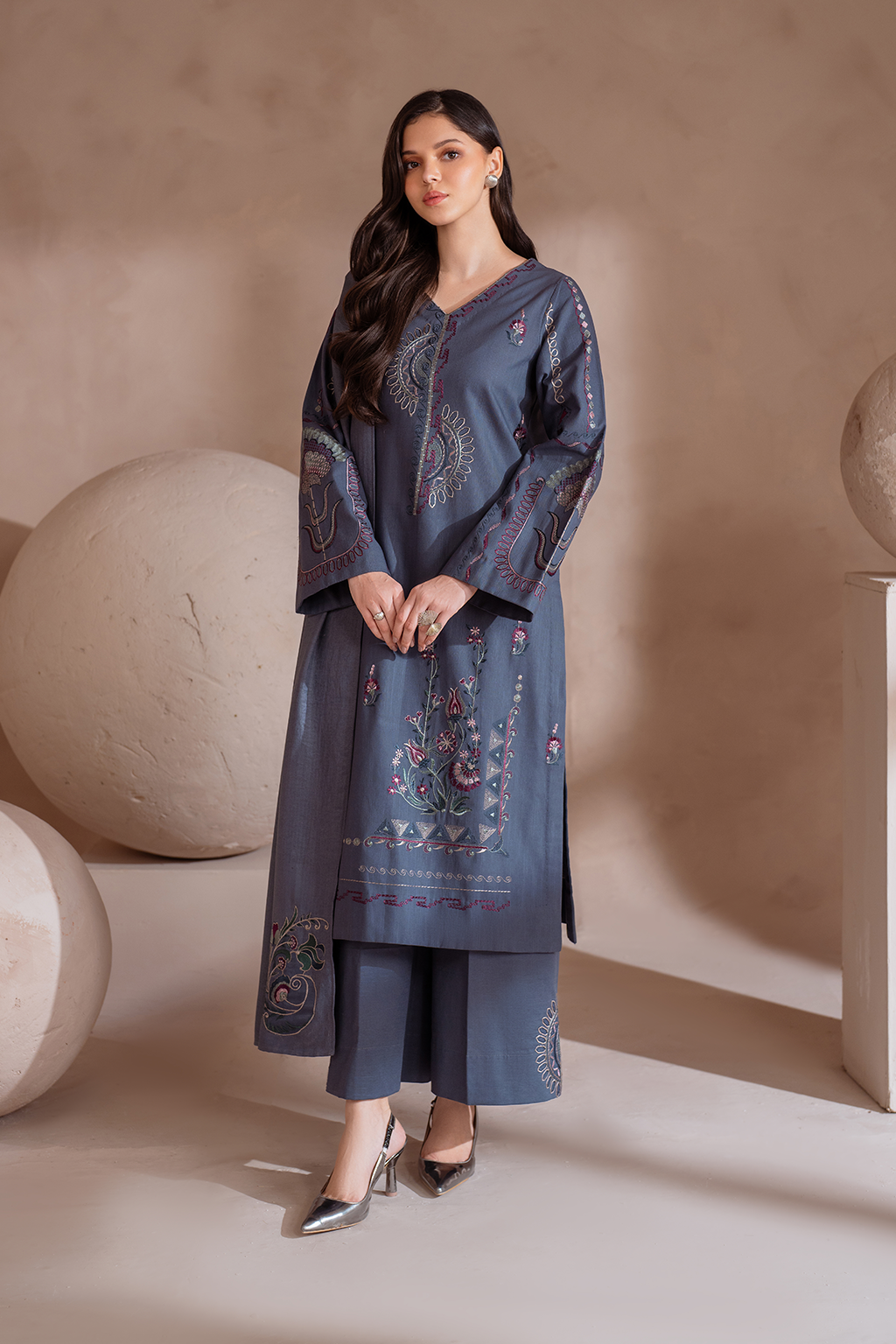 Iznik | Exclusive Winter | UE-360 XS Blue Gray Khaddar