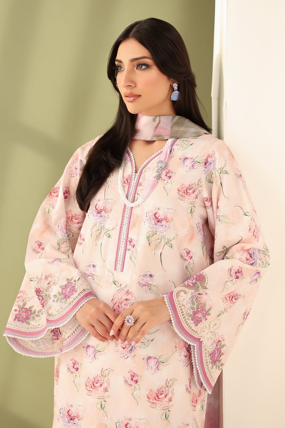 Baroque | Eid Printique | EMBROIDERED PRINTED LAWN UF-4177 M Lawn Light Pink