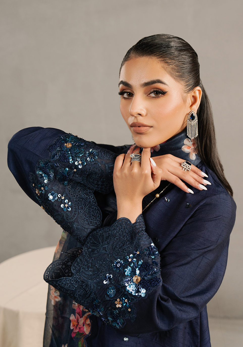 Zarqash | Silk Edit | ZQS 001 AMAYA XL Navy Blue Raw Silk