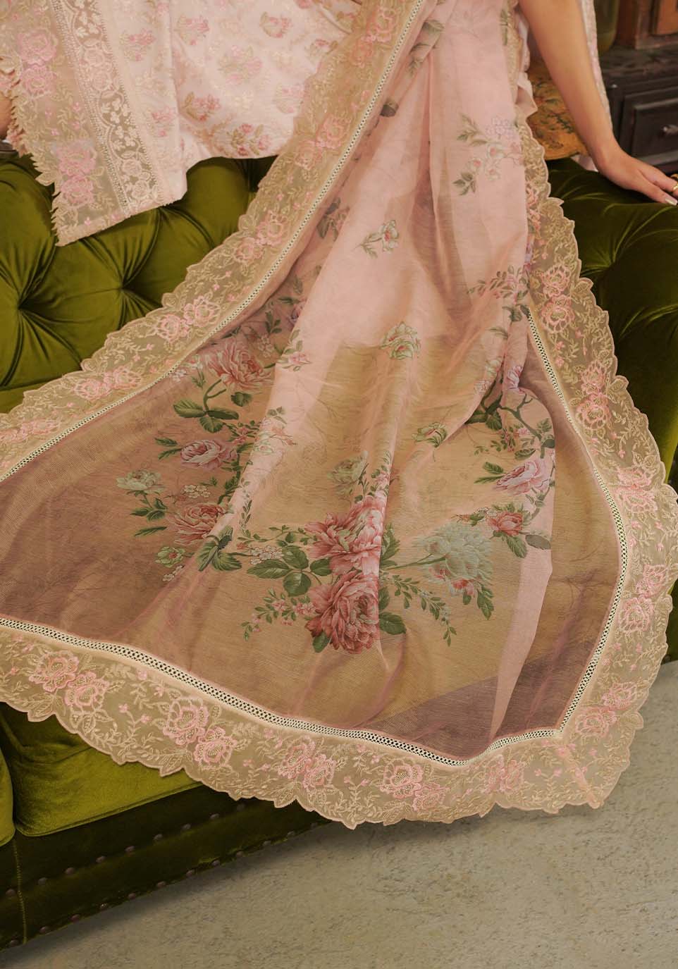 Zarqash | Tresor Luxury Lawn 24 | ZQT 003 FLORA - Pakistani Designer Dress - by Zarqash | Type: Luxury - 100% Original at Saira Sultan