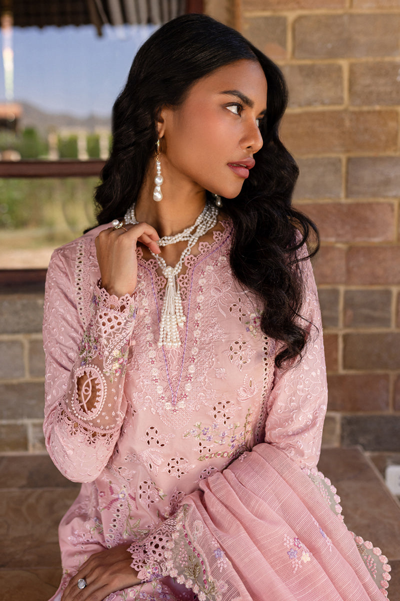 Qalamkar | Q Line Lawn 25 | QM-09 Rosalee Custom Size Pink Lawn