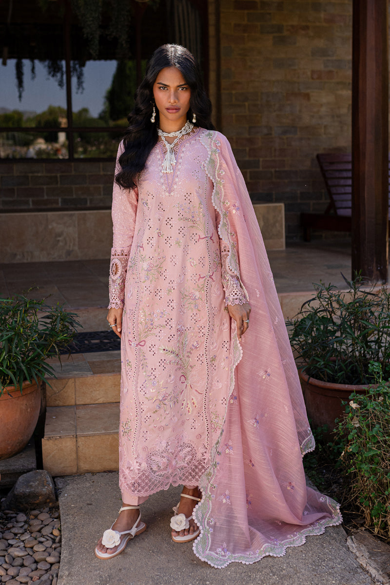 Qalamkar | Q Line Lawn 25 | QM-09 Rosalee XS Pink Lawn