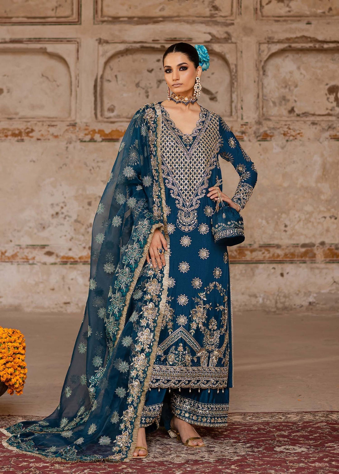 Akbar Aslam | Dastaan Luxury Formals | Zinia XS Sea Green Tissue Silk