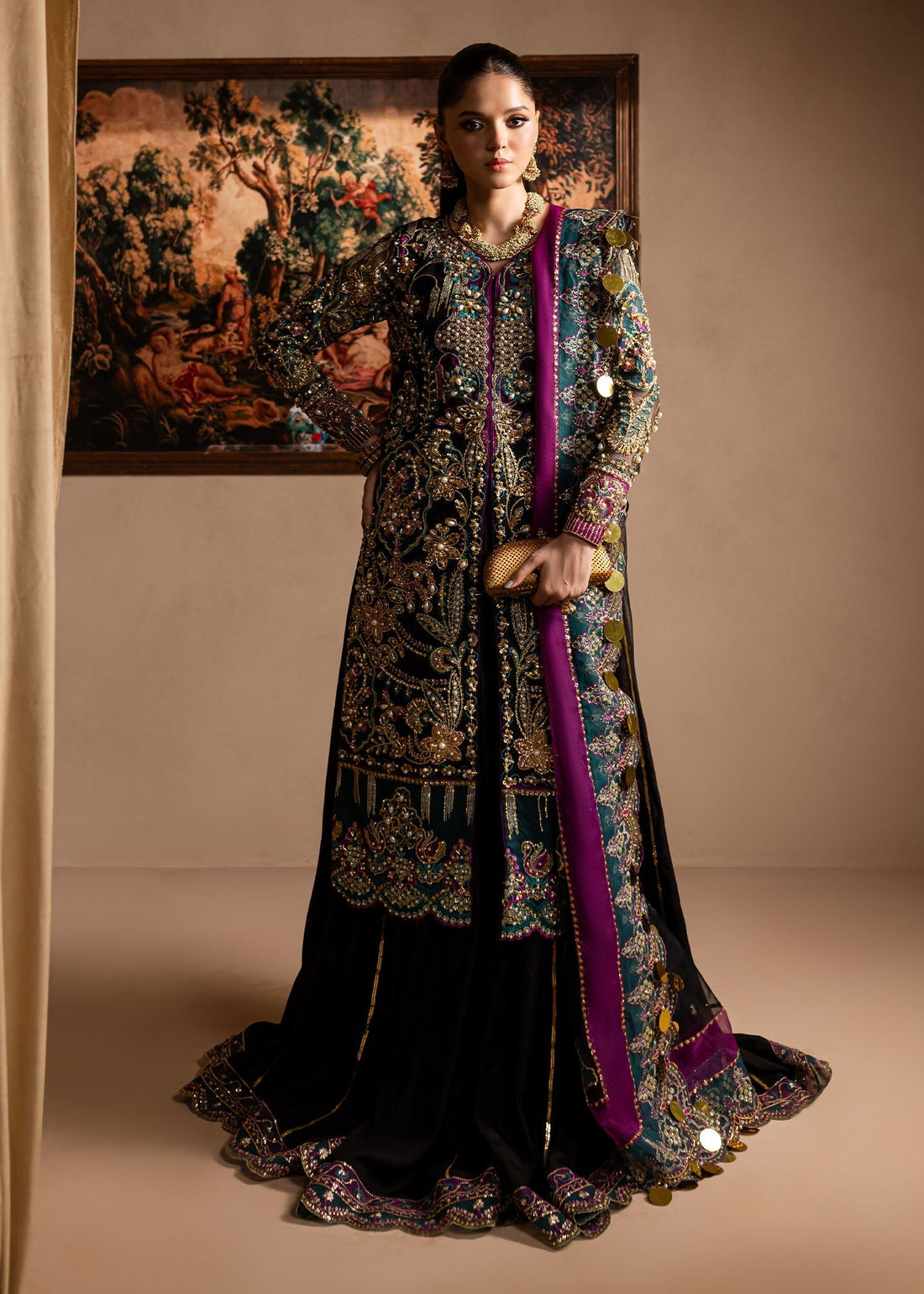 Maria Osama Khan | Lamhay Wedding Festive | Zumar XS Long Open Jacket with Lehnga
