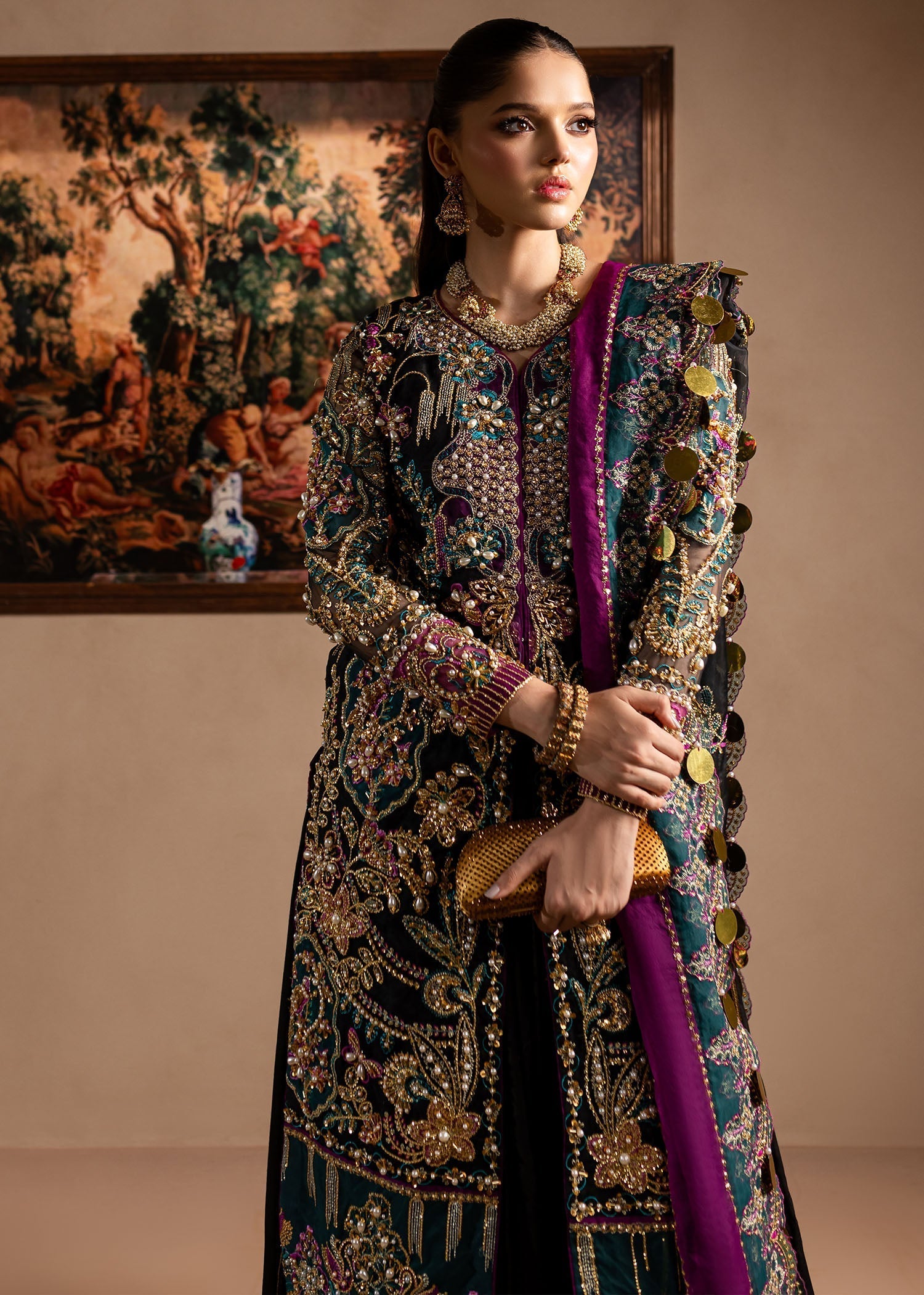 Maria Osama Khan | Lamhay Wedding Festive | Zumar Custom Size Long Open Jacket with Lehnga