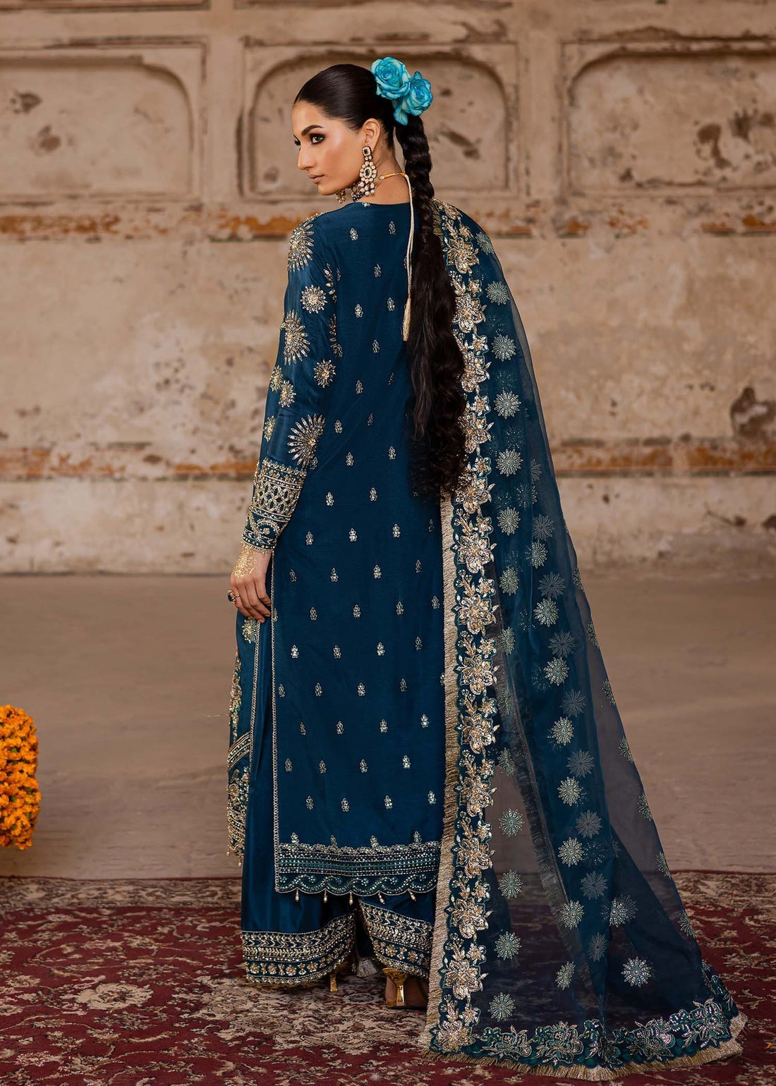 Akbar Aslam | Dastaan Luxury Formals | Zinia XS Sea Green Tissue Silk