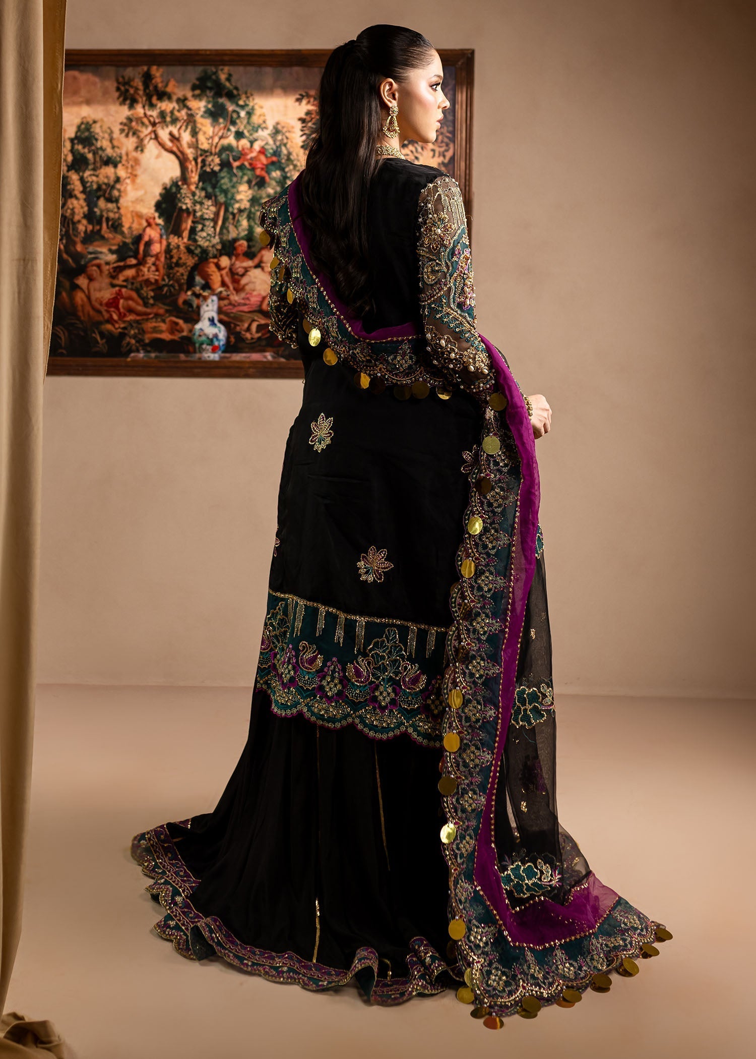 Maria Osama Khan | Lamhay Wedding Festive | Zumar S Long Open Jacket with Lehnga