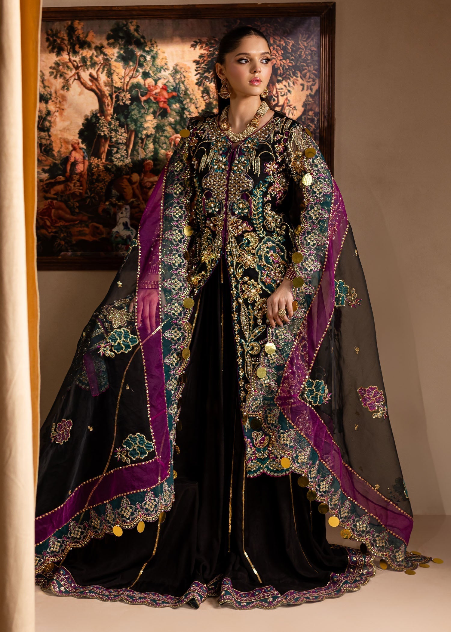Maria Osama Khan | Lamhay Wedding Festive | Zumar L Long Open Jacket with Lehnga