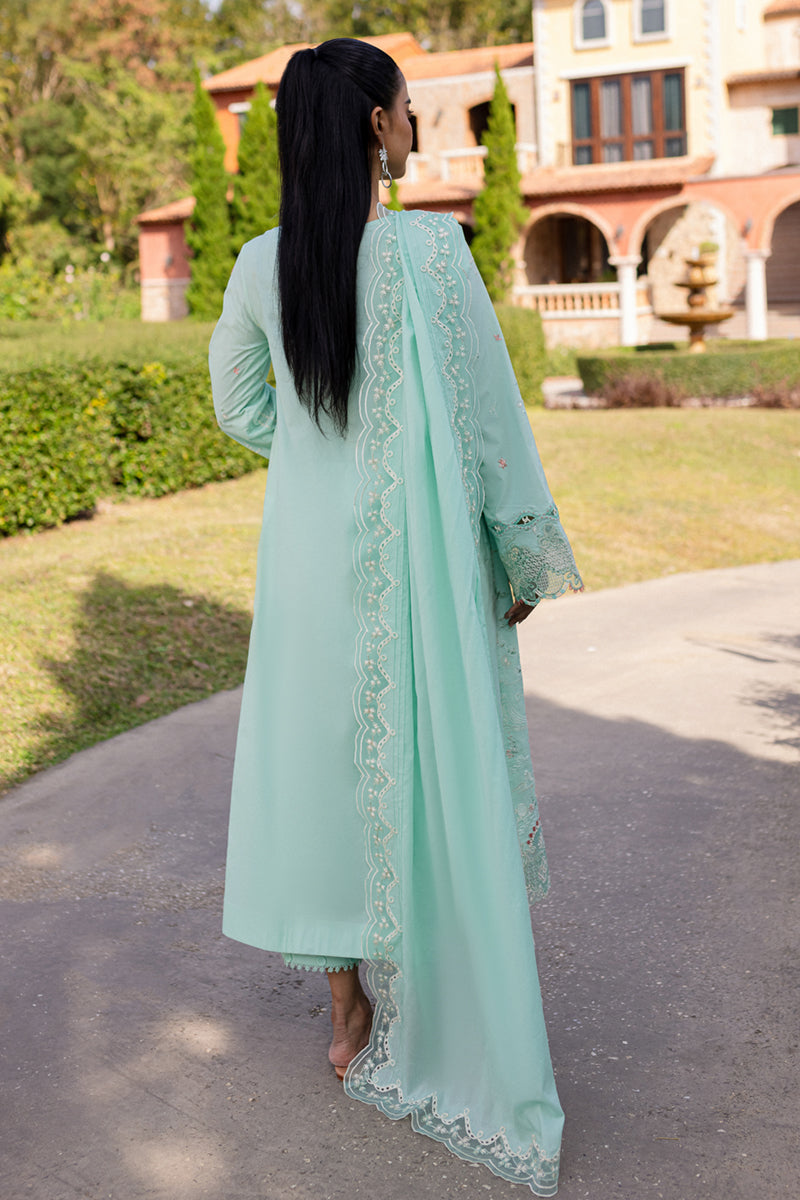 Qalamkar | Q Line Lawn 25 | QM-13 Helen XS Light Ferozi Lawn