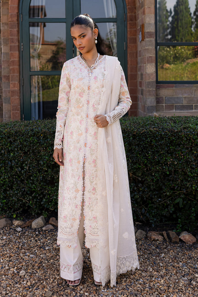 Qalamkar | Q Line Lawn 25 | QM-18 Feeha XS White Lawn