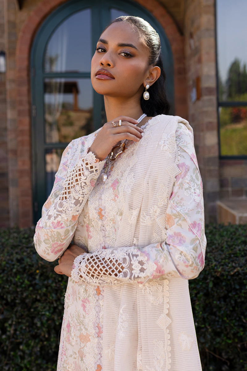Qalamkar | Q Line Lawn 25 | QM-18 Feeha Custom Size White Lawn