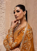 Akbar Aslam | Dastaan Luxury Formals | Zarmisha L Deep Saffron Silk
