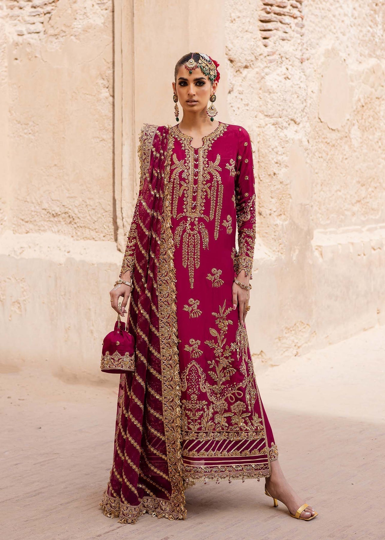 Akbar Aslam | Dastaan Luxury Formals | Gulebahar XL Magenta Silk