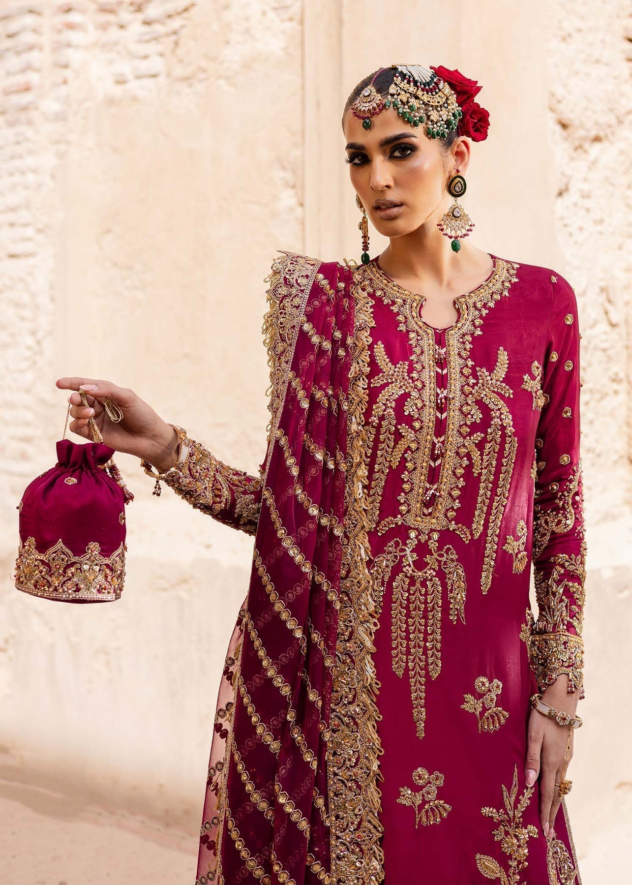Akbar Aslam | Dastaan Luxury Formals | Gulebahar L Magenta Silk