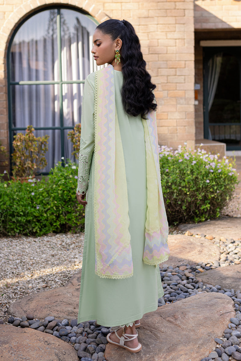 Qalamkar | Q Line Lawn 25 | QM-08 Maia XS Pastel Mint Lawn