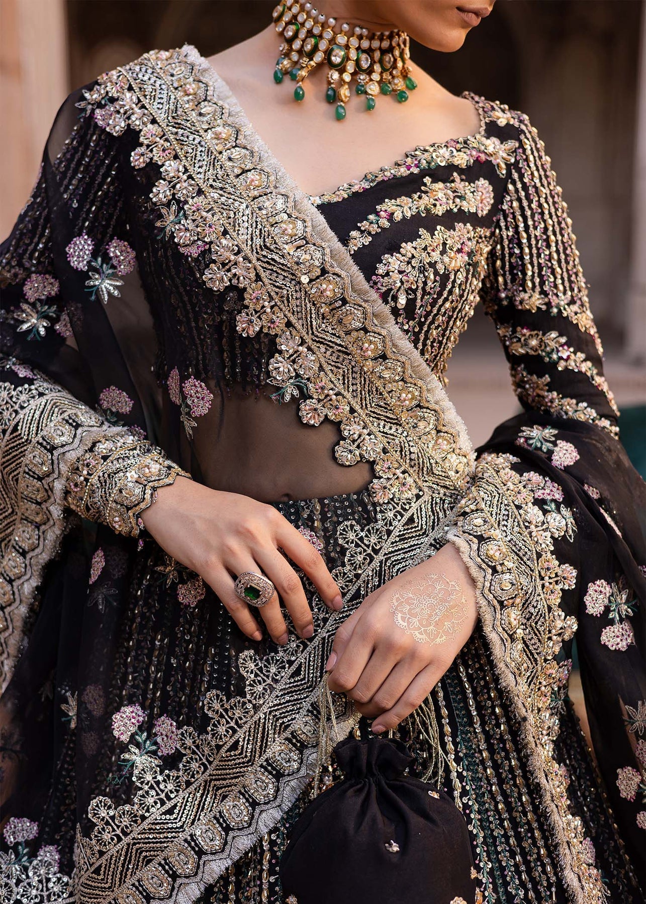 Akbar Aslam | Dastaan Luxury Formals | Nehaab M Black Silk