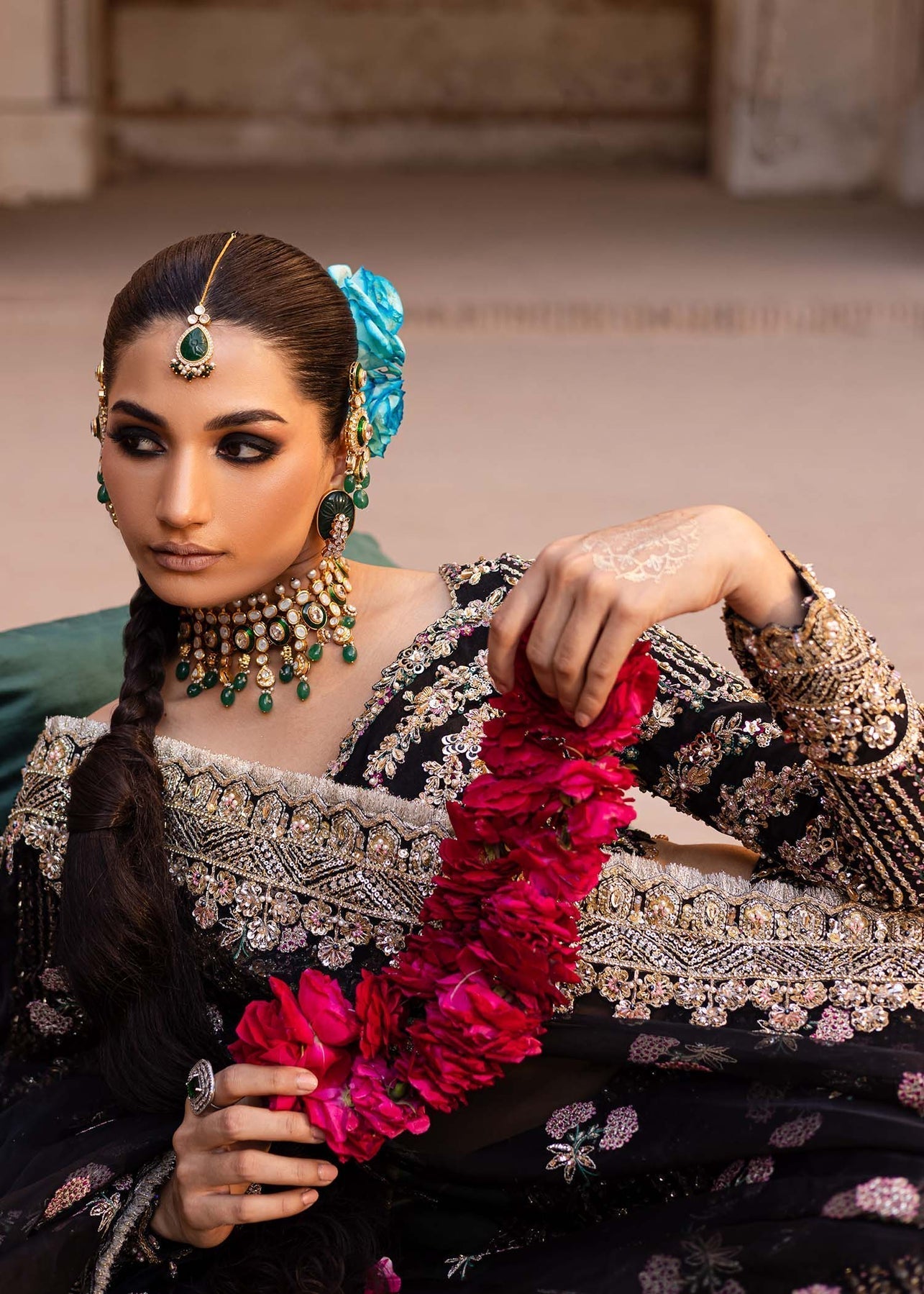 Akbar Aslam | Dastaan Luxury Formals | Nehaab Custom Size Black Silk