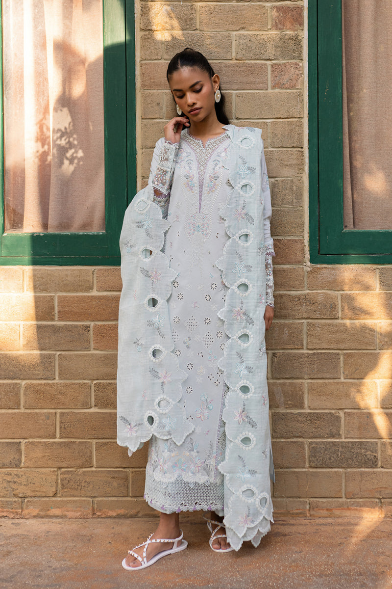 Qalamkar | Q Line Lawn 25 | QM-16 Lune XS Ice Blue Lawn