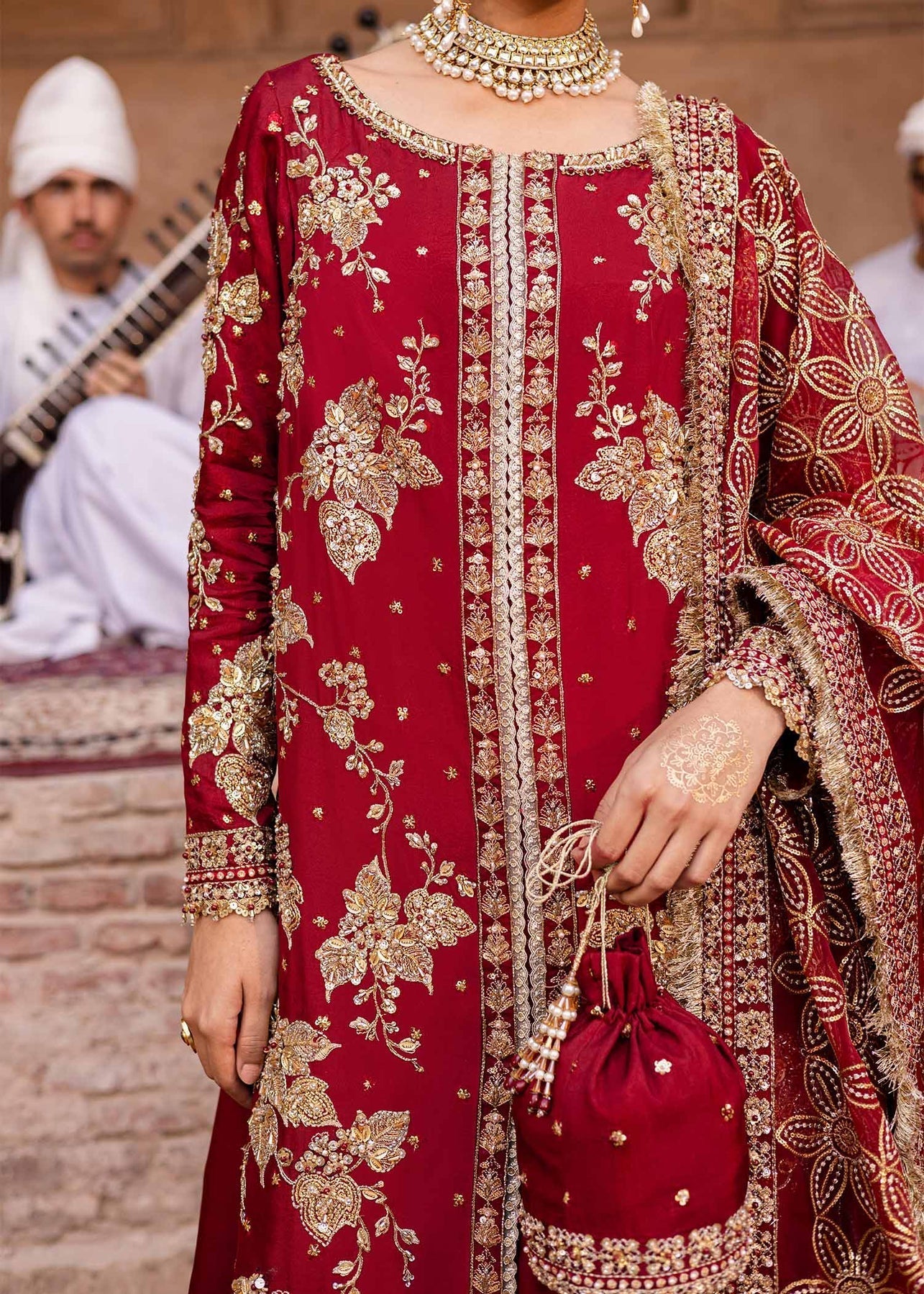 Akbar Aslam | Dastaan Luxury Formals | Arusa XL Red Tissue Silk