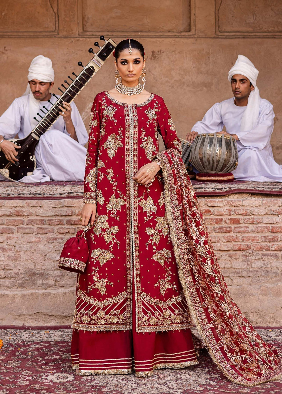 Akbar Aslam | Dastaan Luxury Formals | Arusa XS Red Tissue Silk