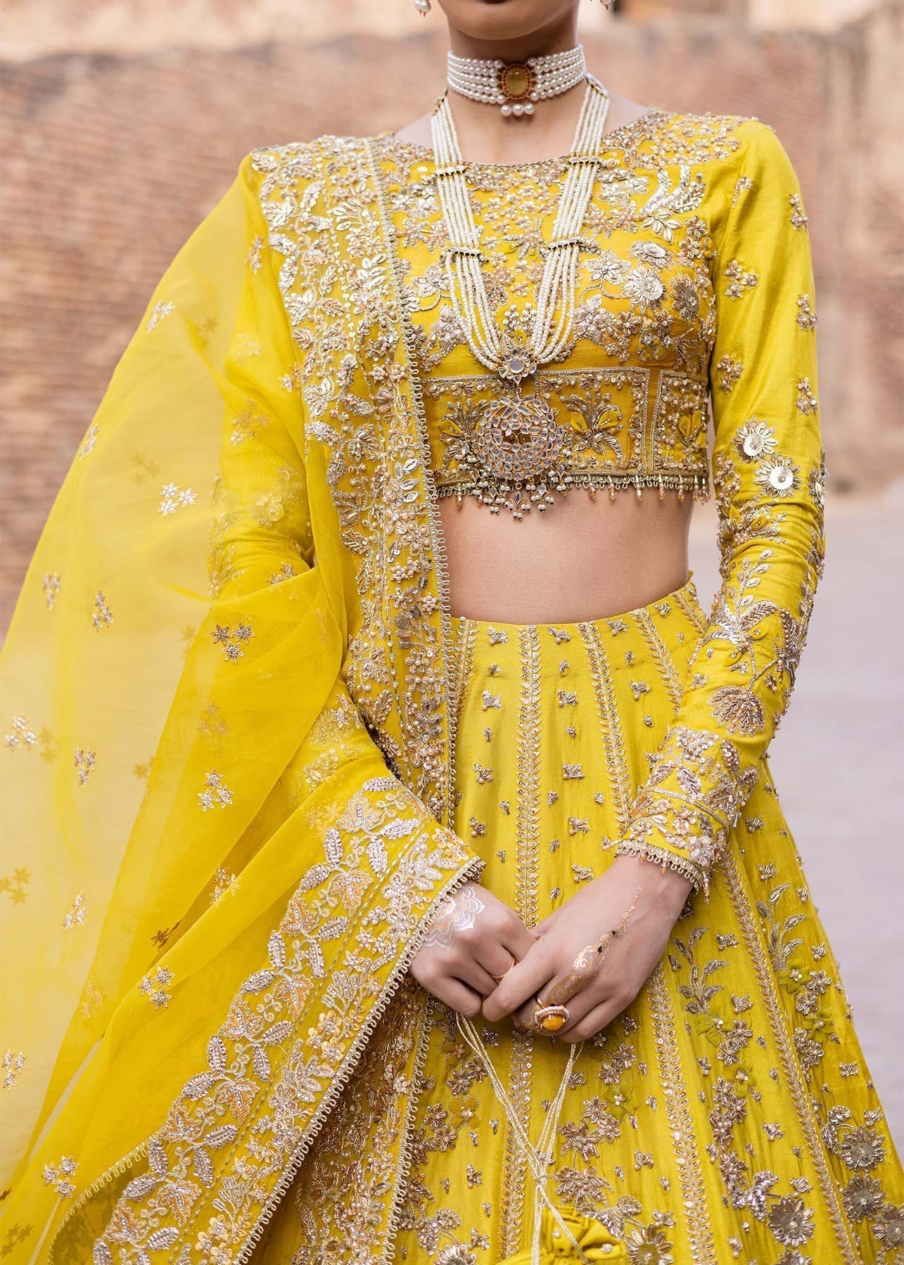 Akbar Aslam | Dastaan Luxury Formals | Nureh M Yellow Silk