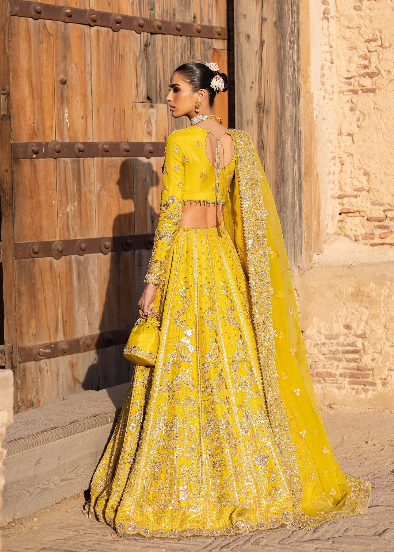 Akbar Aslam | Dastaan Luxury Formals | Nureh S Yellow Silk