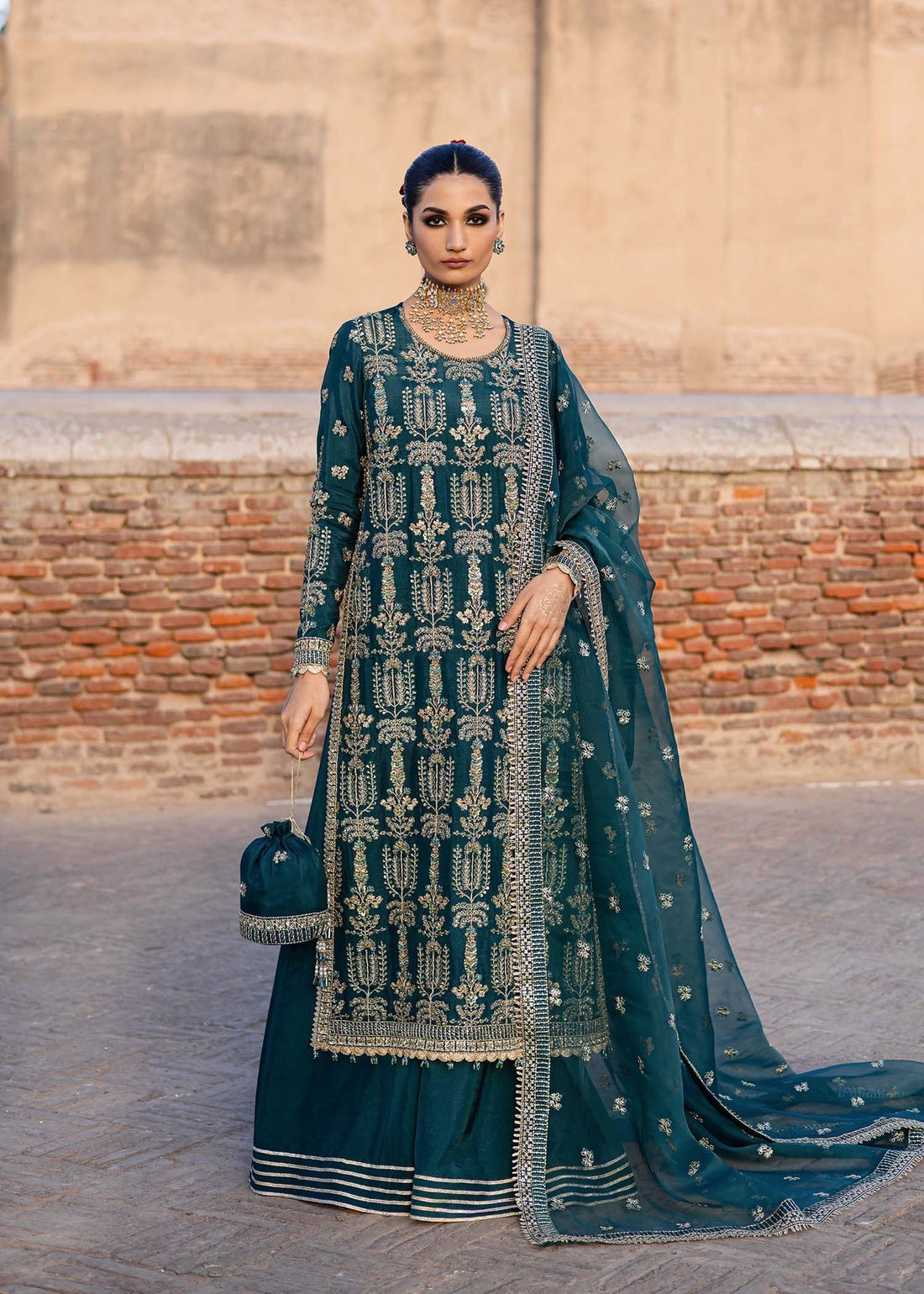 Akbar Aslam | Dastaan Luxury Formals | Nazgul XS Sea Green Silk