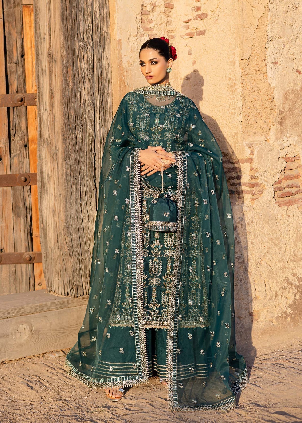 Akbar Aslam | Dastaan Luxury Formals | Nazgul Custom Size Sea Green Silk