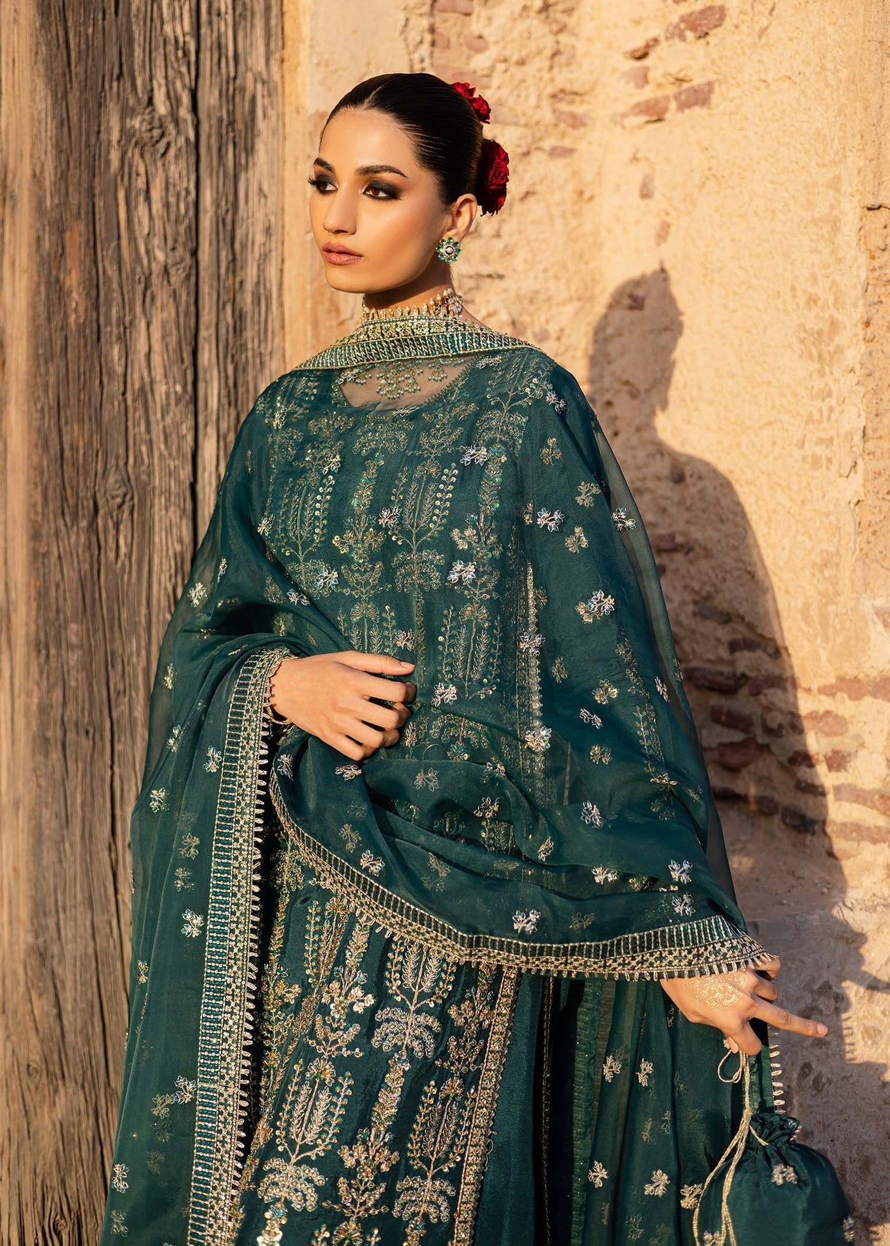 Akbar Aslam | Dastaan Luxury Formals | Nazgul XL Sea Green Silk